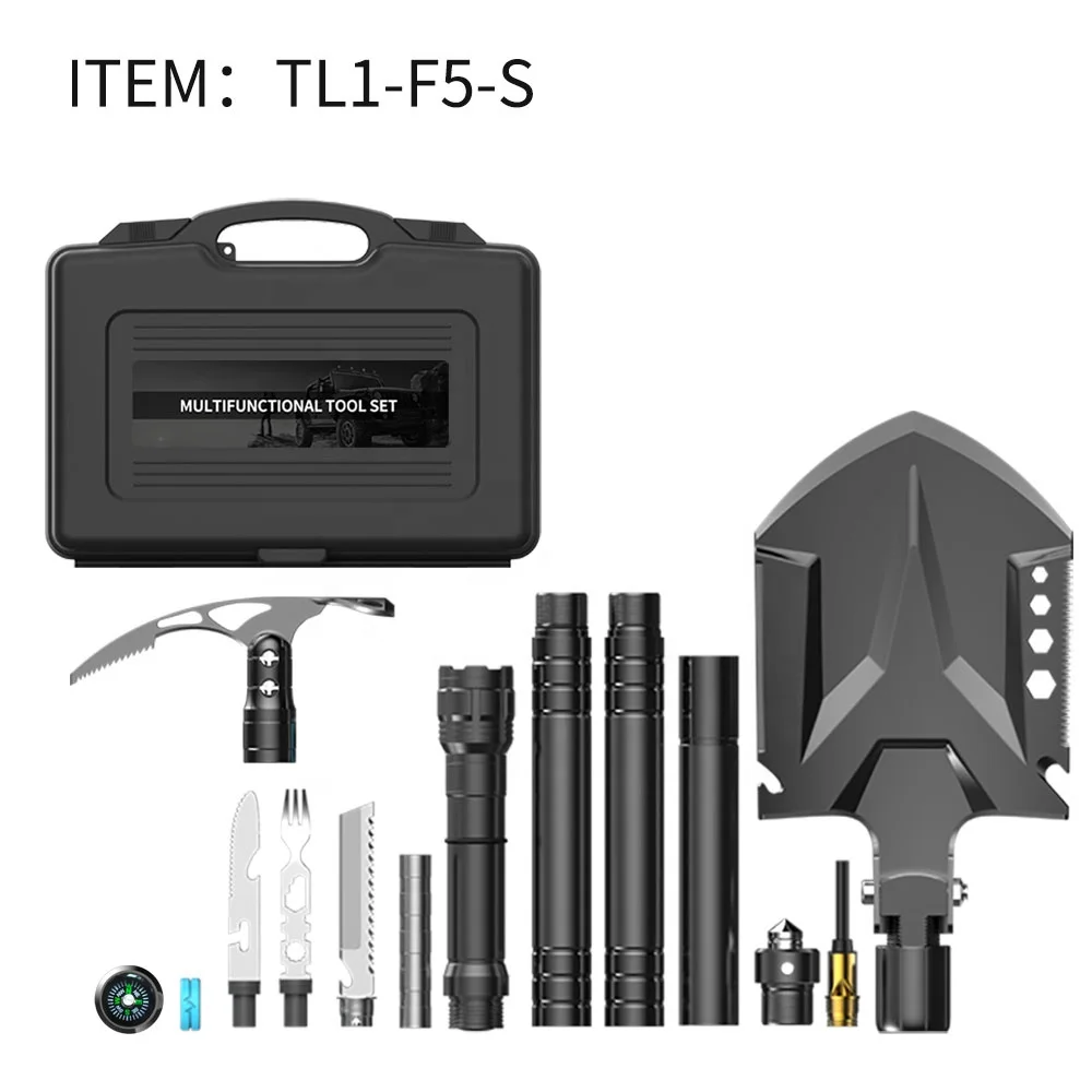 

4 In1Self-defense Stick/Flashlight Multifunction Shovel Axe Outdoor Set