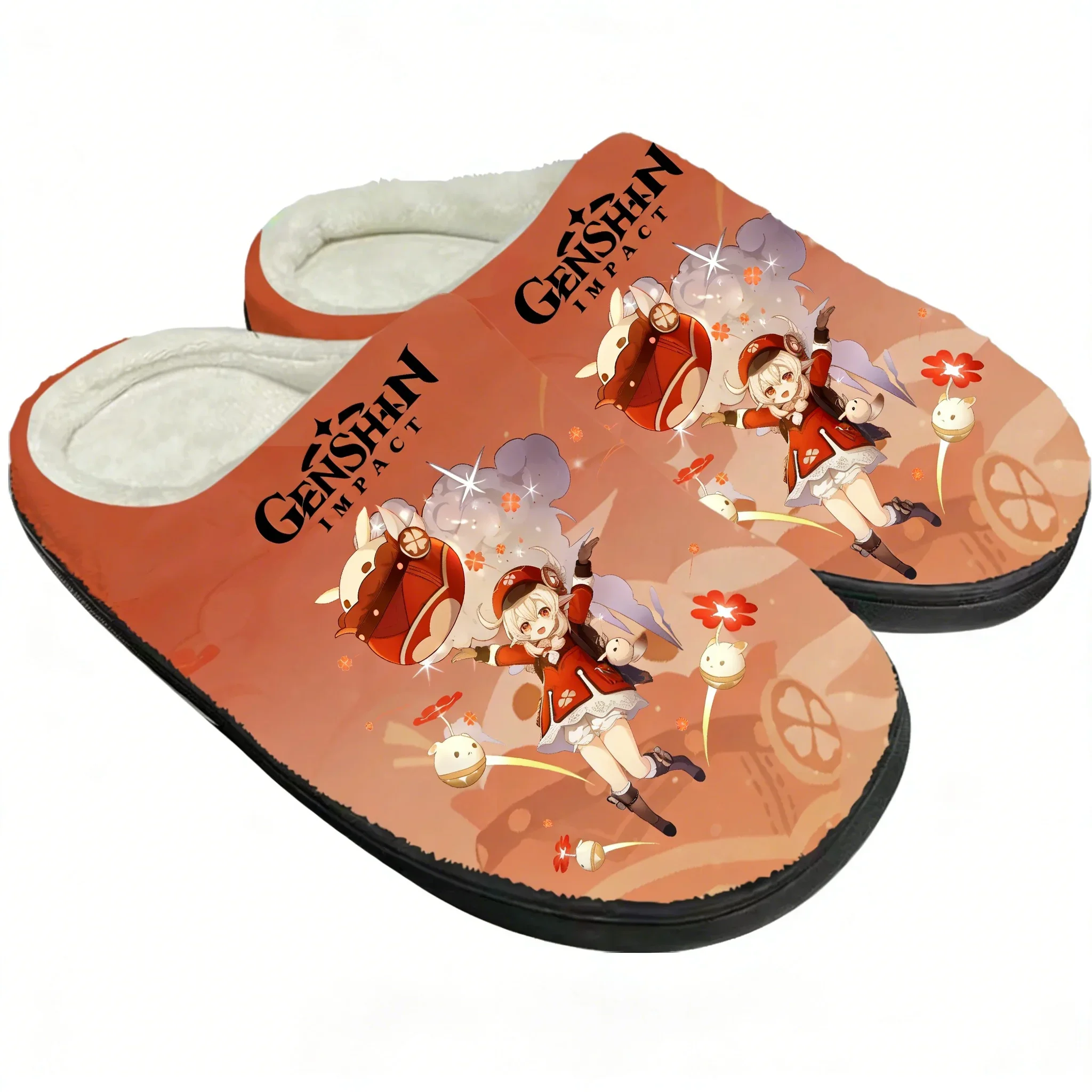 Genshin Impact Klee Customized Slippers Soft Plush Indoor Shoes for Family Adults Teens