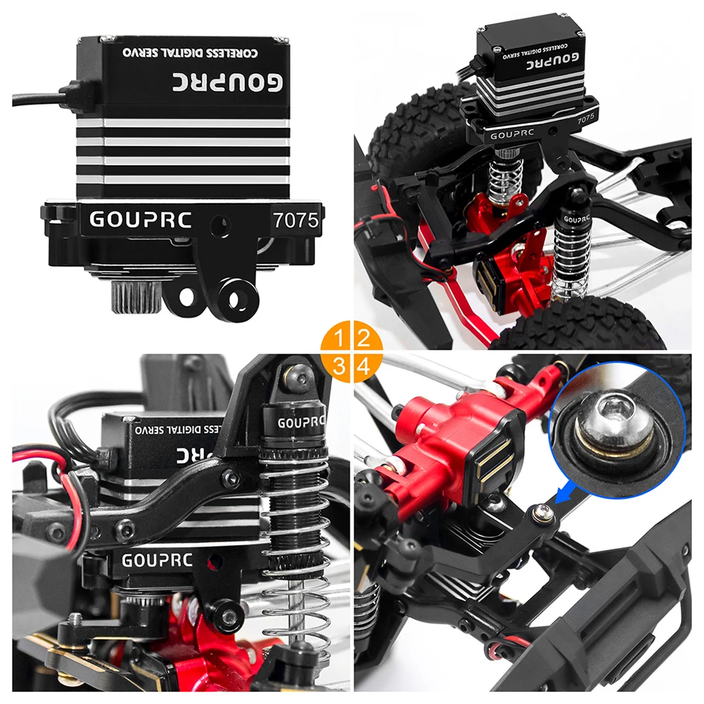 เซอร์โวมินิแบบดิจิตอล RC น้ำหนัก 9 กก. พร้อมขายึดเซอร์โวและแขน มินิเซอร์โวมอเตอร์ไร้แกนสำหรับรถ TRX4M เซอร์โว 1/18 RC