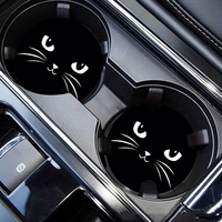2PCS Silicone Car Cup Coaster Waterproof Non-Slip Sift-Proof Spill Saucer with Lift Notch Storage Mat Car Interior Accessories