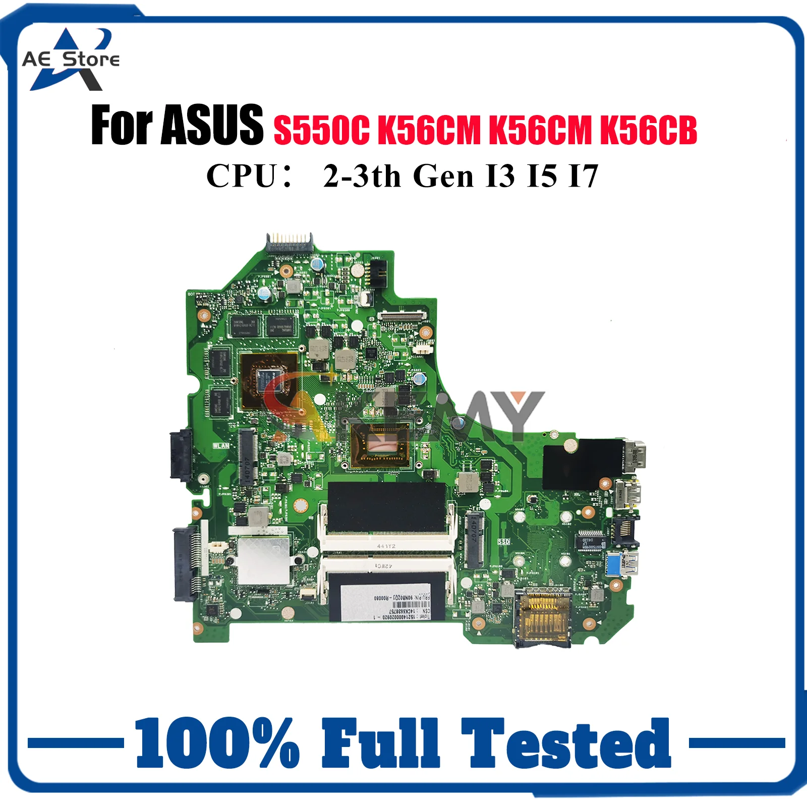 

K56CM Материнская плата для ноутбука ASUS K56CM K56C S550C K56CB K56CA Материнская плата для ноутбука с процессором I3 I5 I7 100% тестирование ОК быстрая доставка