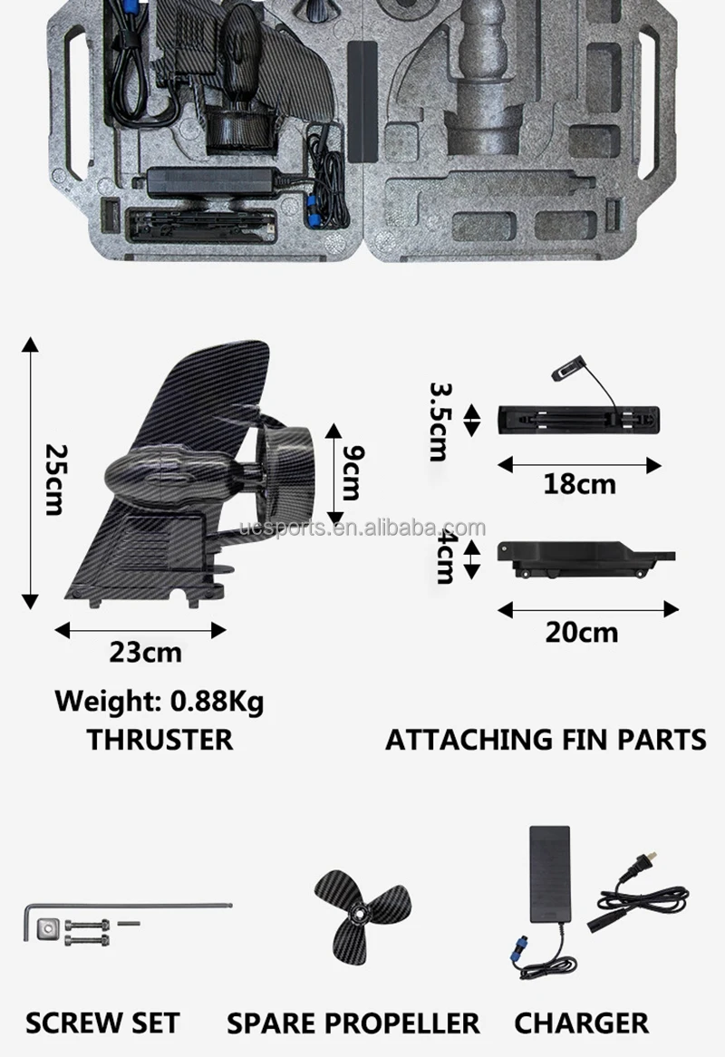 Electric Surfboard Fin Efin Motor Jet Motorized Fins Battery+Motor+Accessory For Surf Foil Wing Propeller E-Fin