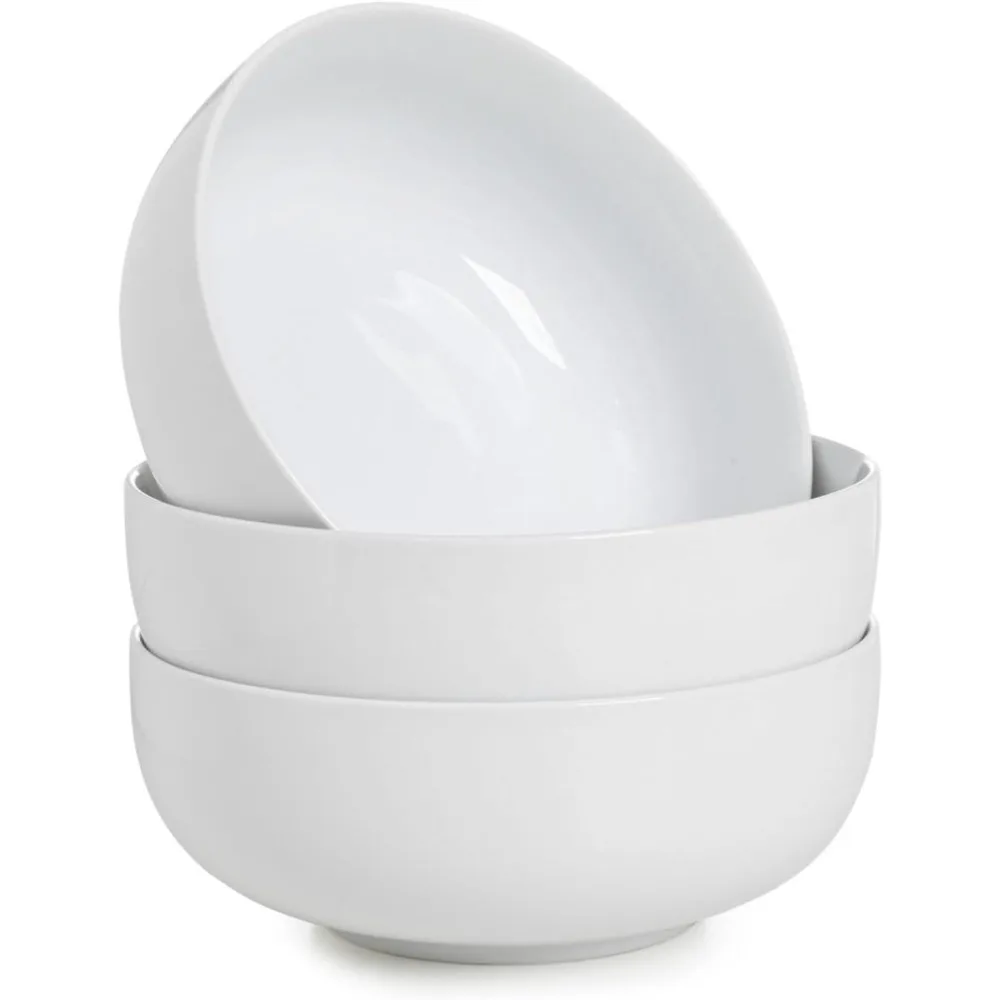 

Большие миски для супа, набор из 3 предметов, керамические салатники 37 унций, белые миски для макарон, 7 дюймов, сервировочная миска для круп, лапши, рамэна, фена, фруктов