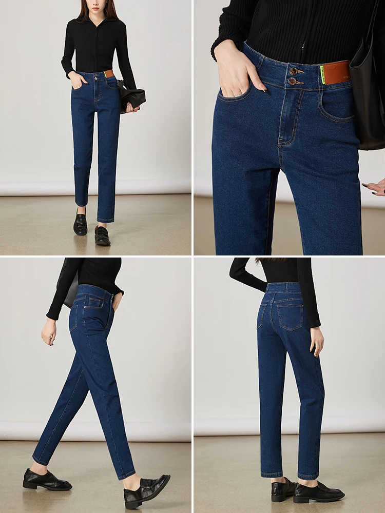 

OLrain Women's Denim Harem Jeans 2025 High Rise Stretch Comfort Straight-Leg Pants Slim Ankle Trousers Female Clothes O23CA68839