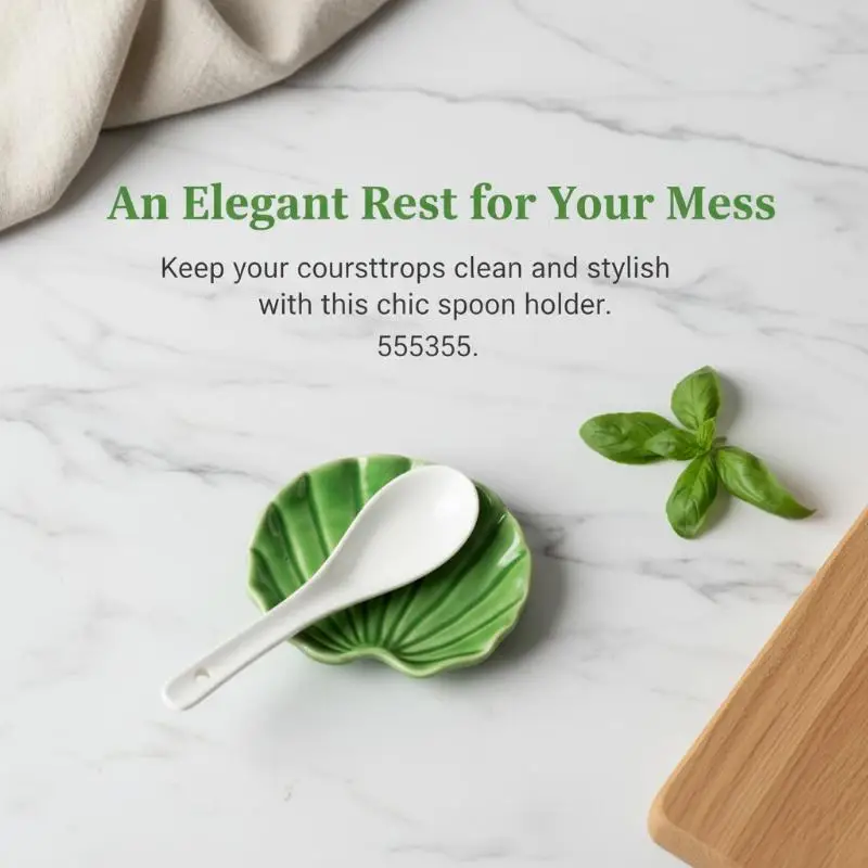 Creative Ceramic Spoon Rest Four-leaf Clover Shape Heat-Resistant for Organized Kitchen
