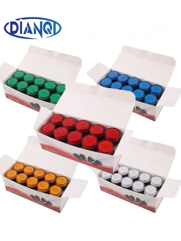 10 pcs/lot Étanche AD16-22DS 22mm 12V24V220V Rouge Bleu Vert Blanc Jaune Panneau Montage Signal Puissance Led Voyant