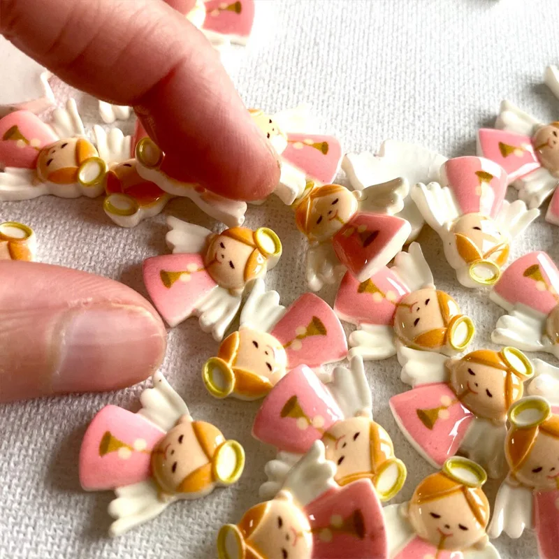 مجموعة من 5/10 دلايات ملاك صغيرة من الراتنج، ملحقات تماثيل مسطحة الظهر، مشروع حرف عيد الميلاد DIY الديكور #3