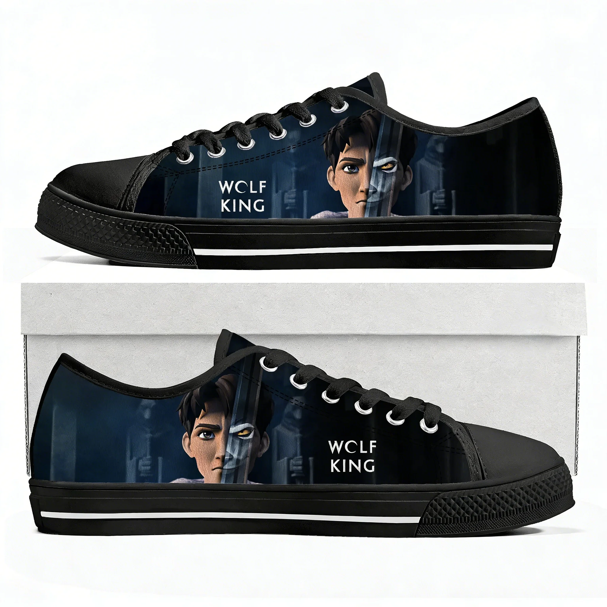 

Кроссовки Wolf King Low Top высокого качества для мужчин, женщин и подростков, холщовые кроссовки с модными узорами, легкая обувь, обувь на заказ