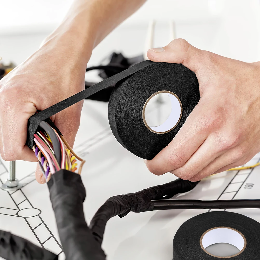 

2 Rolls High Temperature Resistant Wire Harness Wrapping Cloth Tape Heatproof Insulation Automotive Noise Vibration Reduction