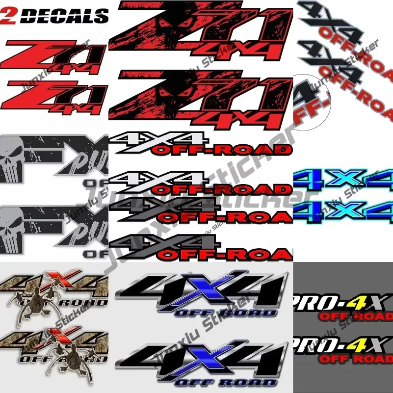 

A Pair 4x4 Duck Hunting PRO 4X Off Road Z71 Skull Decals Camouflage Truck Graphics Grass Camo Vinyl Car Wrap Vehicle Accessories