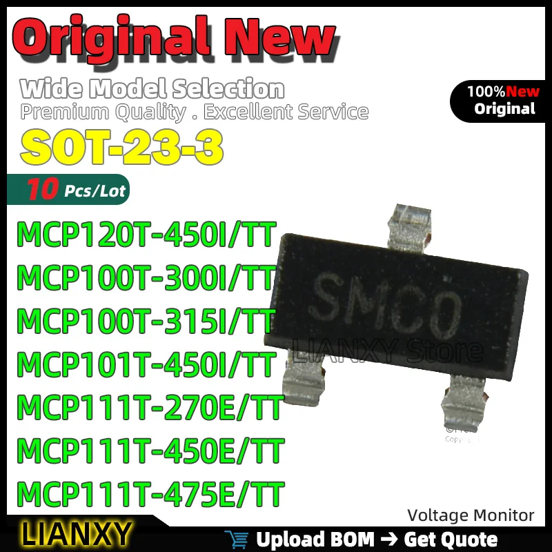10pcs SOT-23-3 MCP120T-450I/TT MCP100T-300I/TT MCP100T-315I/TT MCP101T-450I/TT MCP111T-270E/TT MCP111T-450E/TT MCP111T-475E/TT