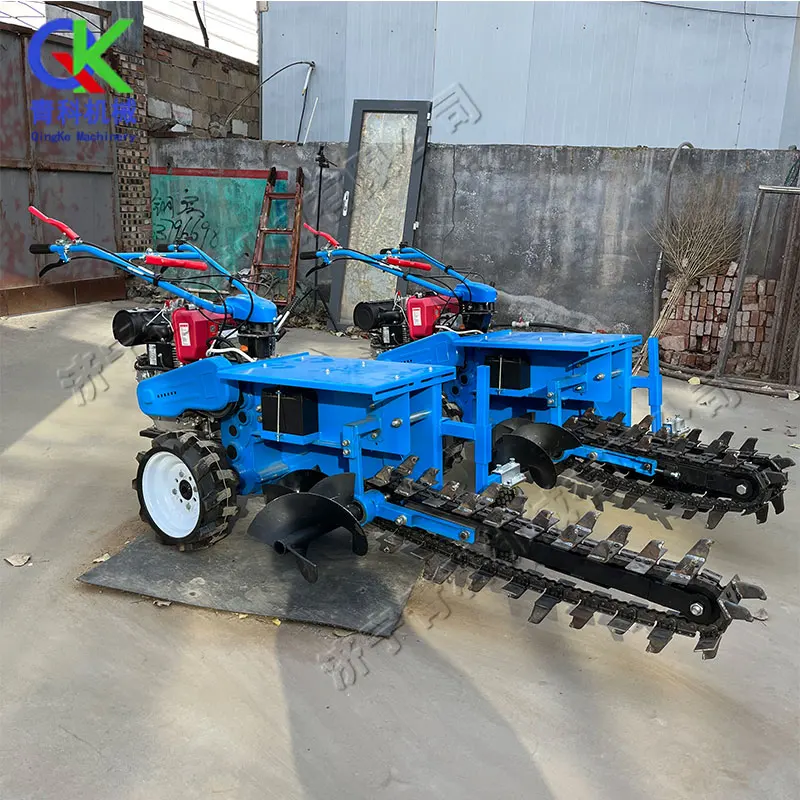 Machine de gestion de champ de trancheuse à chaîne poussée, roue de forêt fruitière, motoculteur rotatif, trancheuse à câble