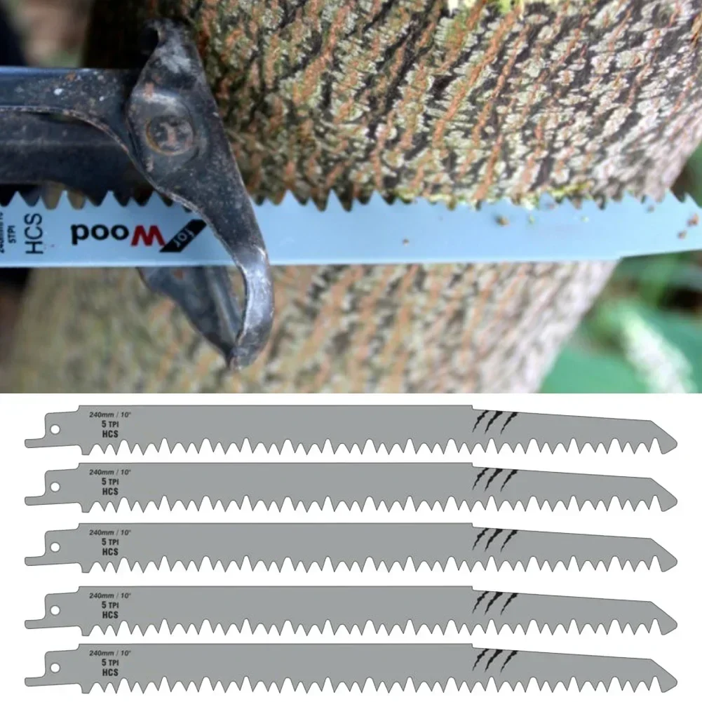 5 pçs 240mm hcs lâminas de serra alternativa s1531l curva de corte lâminas de serra acessórios da ferramenta elétrica para floresta madeira metal