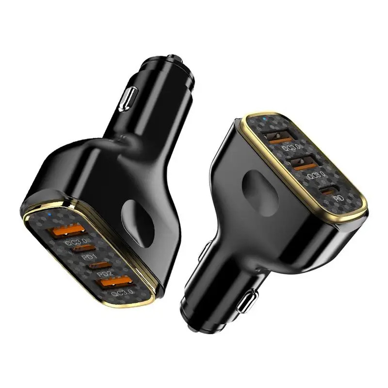 USB C Car Charger Adapter 80W 4 Ports Super Fast Car Charger Adapter Car Charger Adapter For Smartphones Video Game Controllers