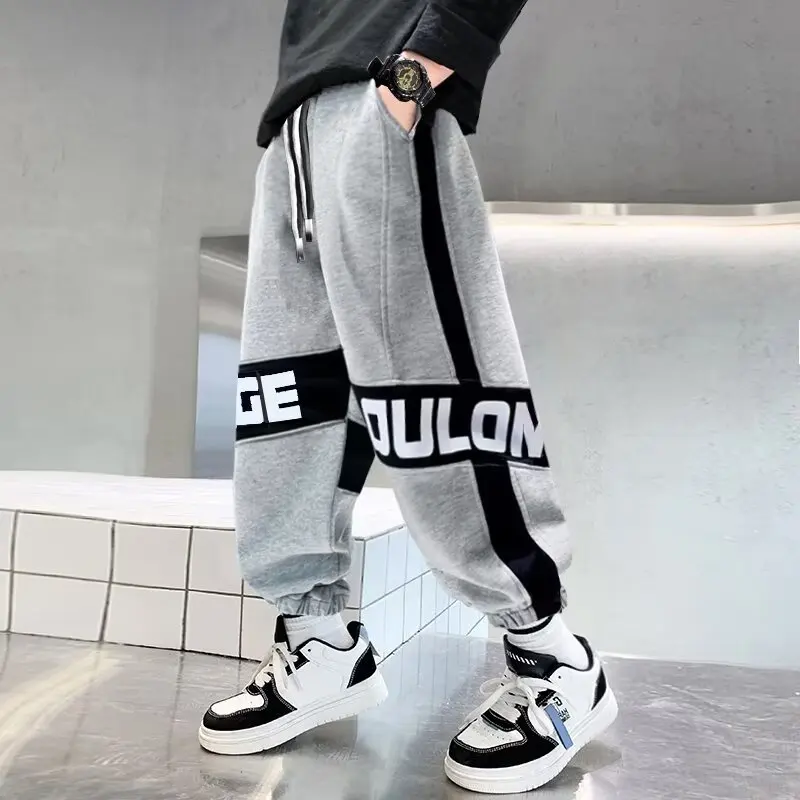 

Детские спортивные штаны, повседневные брюки с цветными блоками, модная детская одежда, новинка 2025 года, одежда для мальчиков, осенние хлопковые спортивные штаны для мальчиков