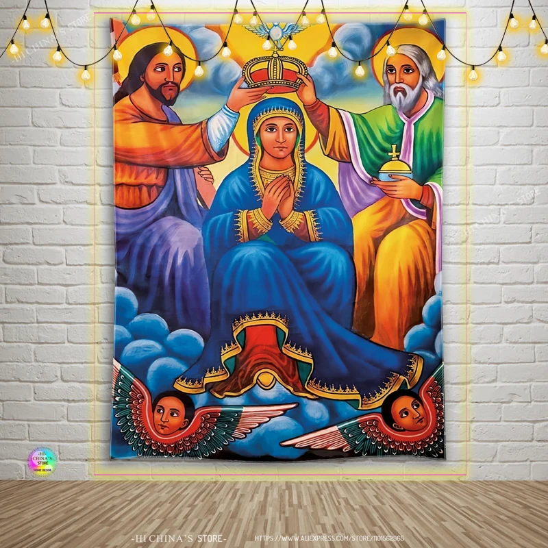 Virgin Mary  Tapestry Christ Jesus Art Angel Hanging  Bedroom Living Room Decor Wise Men Bohemian Wall Hanging Home Dormitory