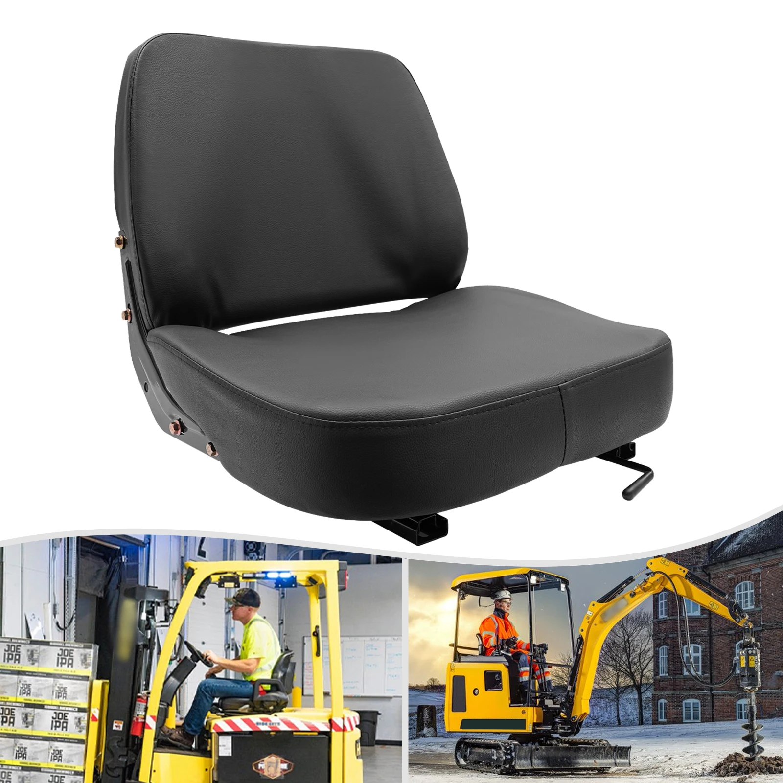 เบาะนั่งรถตัดหญ้าแบบพนักพิงสูง เบาะนั่งรถยกอเนกประสงค์ สำหรับรถแทรกเตอร์ตัดหญ้า รถขุด รถตักล้อยาง รถแบคโฮ รถดันดิน พร้อมรางเลื่อน รับน้ำหนักได้ 220.46 ปอนด์