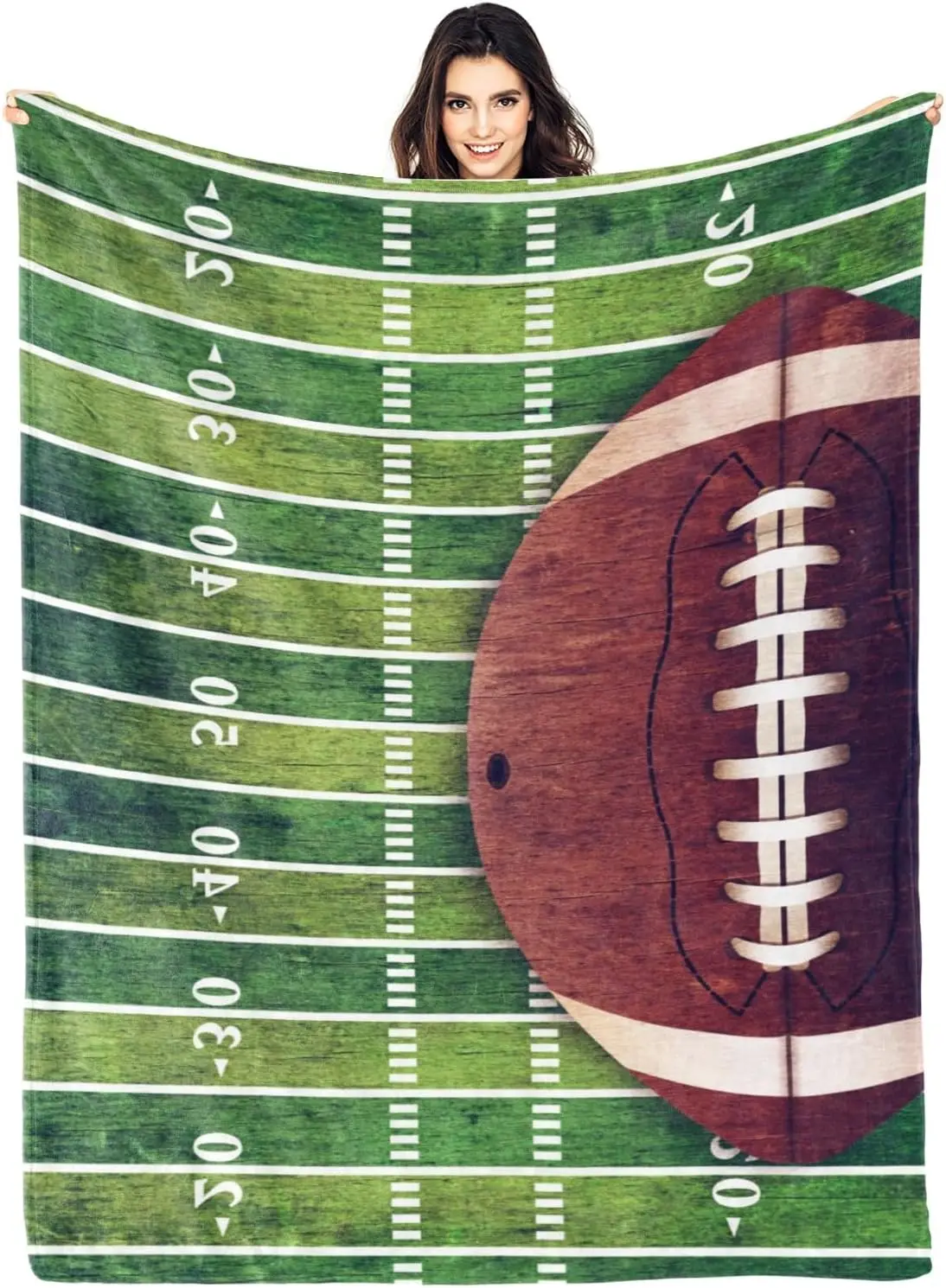 

Football Blanket - Soft Warm Throw For Couch, Lightweight Cozy Bed Blankets & Throws For Living Room Decor, Football Lovers