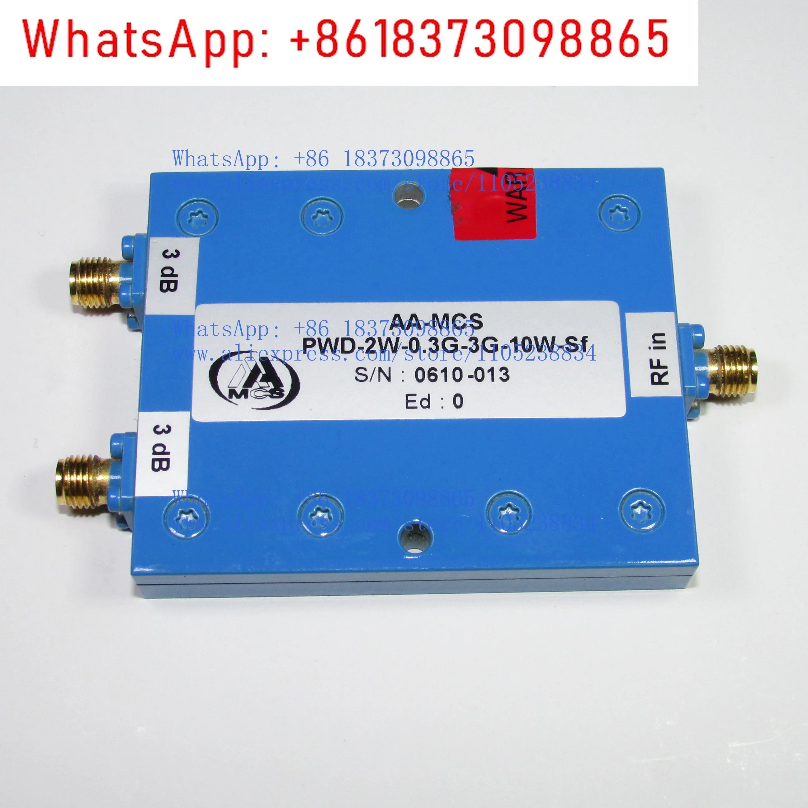

AA-MCS PWD-2W-0.3G-3G-10W-Sf 0,3-3 ГГц SMA RF Двигательный делитель мощности