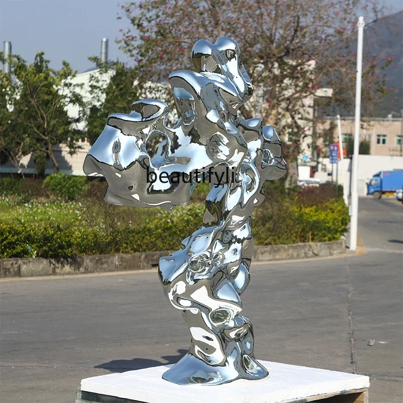 

yj21 Shopping mall lobby simulation Taihu stone fiberglass plating sculpture large floor ornament staircase corner