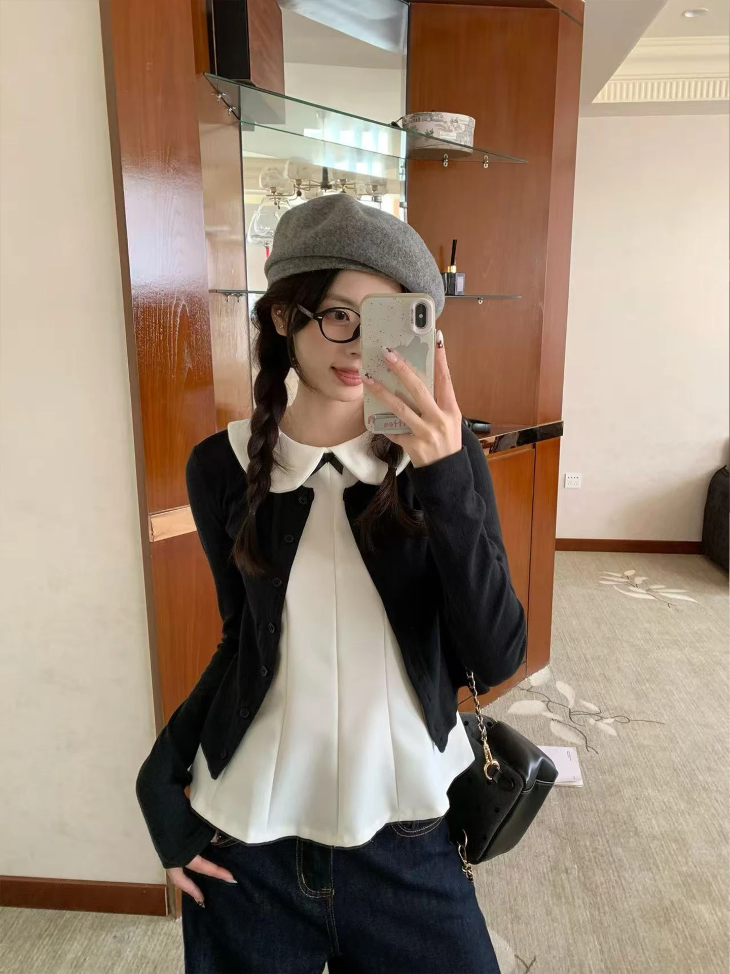 

Тонкий вязаный кардиган-жакет Bla, женский осенний новый комплект из двух предметов: топ-жилет и дышащий длинный кардиган в корейском студенческом стиле