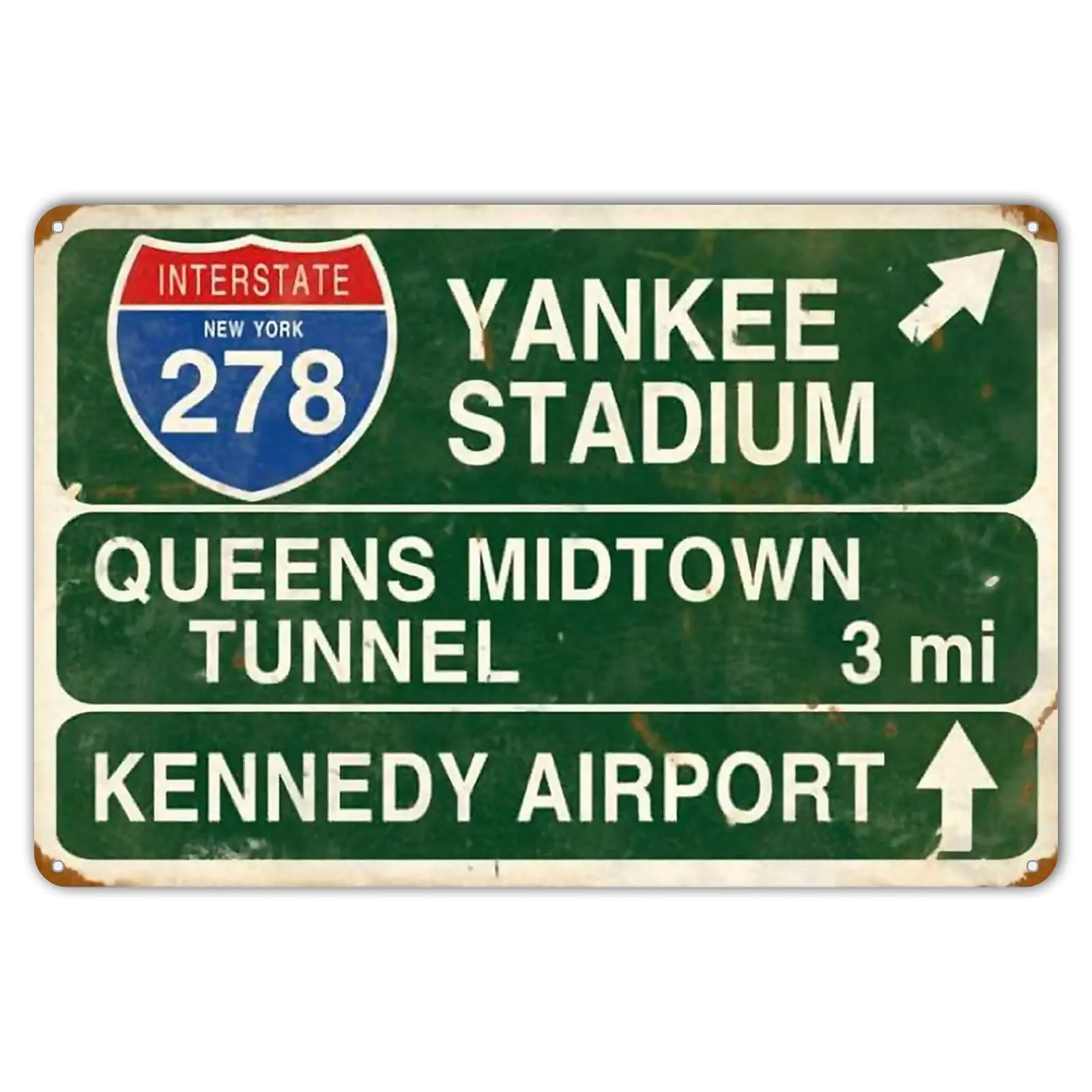 Retro Yankee Metal Tin Sign Stadium Queens Midtown Tunnel 3 Miles Street Sign Bar Club Decor Pub Man Cave Wall Hanging Decorati