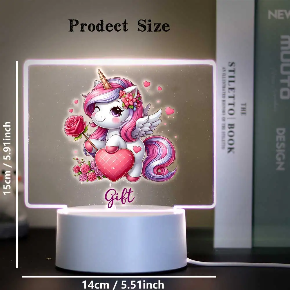 1 pc vibrant unicorn UV Print Personalized Name 3D Visual Night Light Color Changing Lamp Kids Room Decor