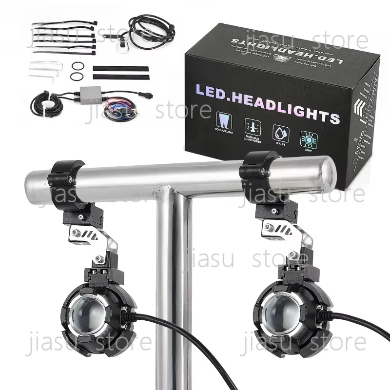 

Многофункциональная светодиодная фара 2-в-1 с ДХО и предупреждающим сигналом, противотуманный прожектор для мотоциклов и скутеров, встраиваемый в решетку радиатора