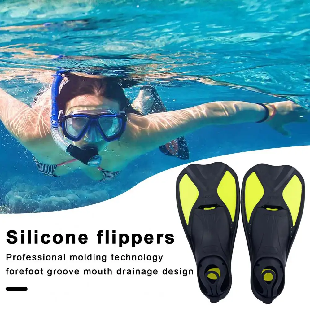 Swimming Flipper Professional Plastic Diving Fins for Adults Kids Short Blade Flippers for Swimming Training Snorkeling