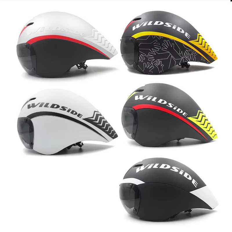 WILDSIDE TT Cycling Helmet Lens Goggles Triathlon Tri Road Bike Helmet Timetrial Race Bicycle Casco Ciclismo Accessories