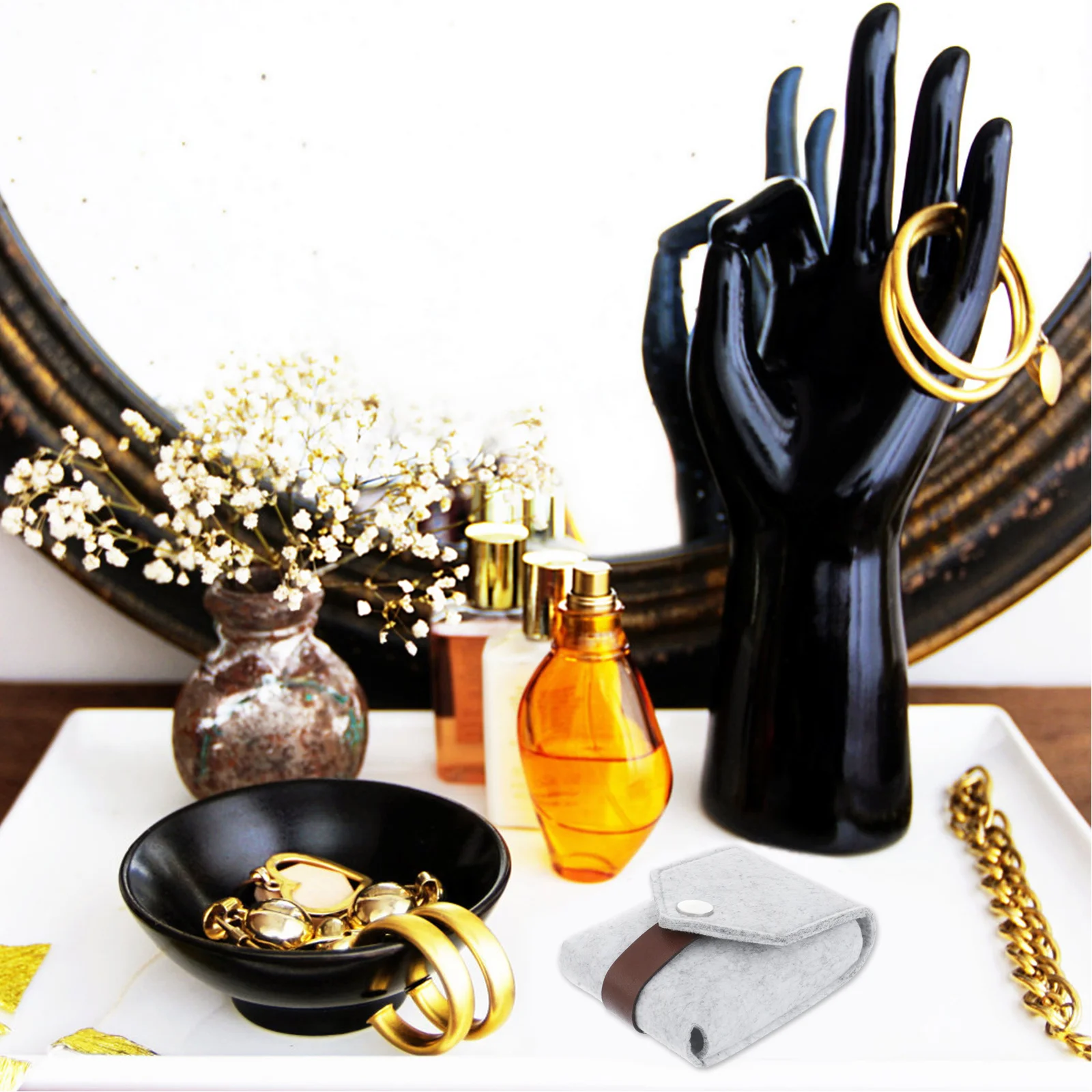 Bolsa de almacenamiento de lápiz labial con espejo, estilo exquisito, diseño de corte Simple para mujer, senderismo, Camping, bolsa de almacenamiento de lápiz labial, 1 Uds.