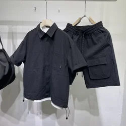 Polo à Manches Courtes et Short à Poche pour Homme, Ensemble Décontracté à Simple Boutonnage, de Haute Qualité, Idéal pour les Documents, Été