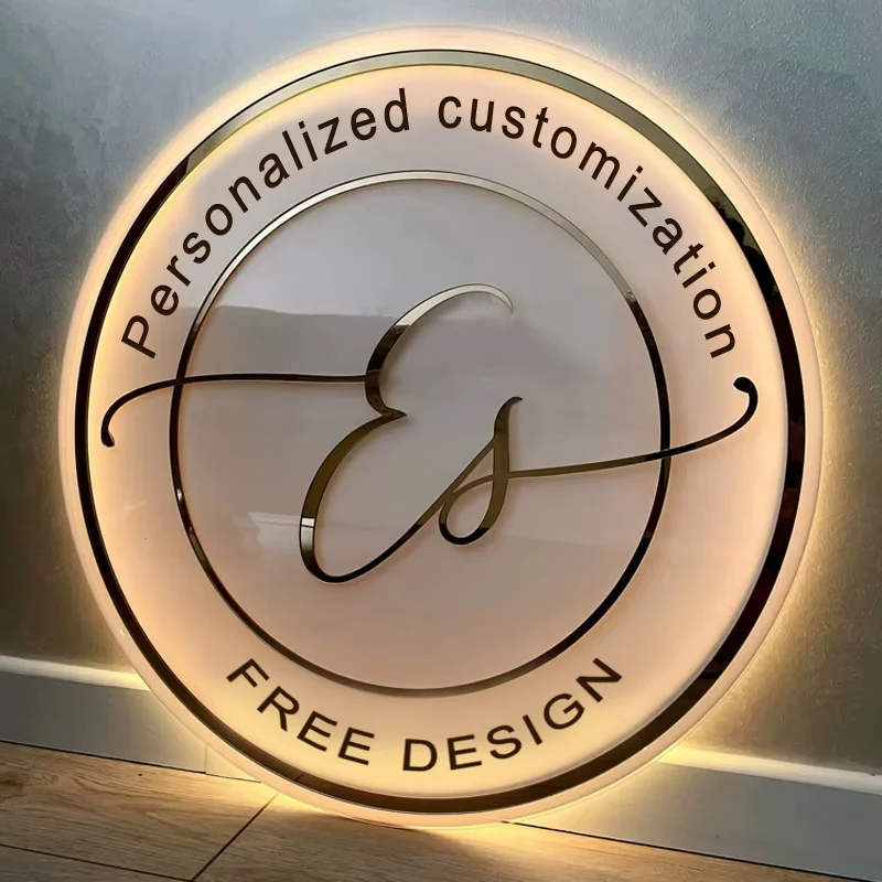 Logotipo acrílico personalizado para negocios, luces de neón, letrero personalizado para pared, logotipo de oficina comercial, placas de salón de belleza, letrero 3D para estudio de cabello