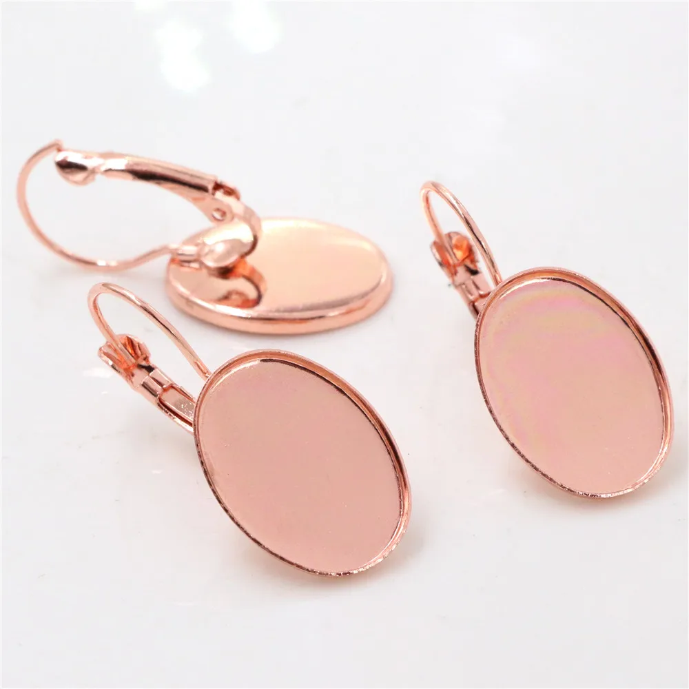 13x18mm 18x25nn 10 sztuk/partia 6 kolory Plated wysokiej jakości francuski dźwignia powrót kolczyki puste/baza, Fit 13x18mm owalne szklane kaboszony — zdjęcie 6