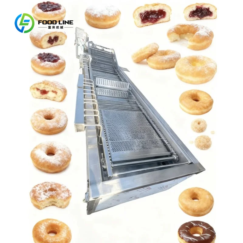 Customized Full Automatic Donut Frying Line - Continuous Food-Grade Donut Making Equipment