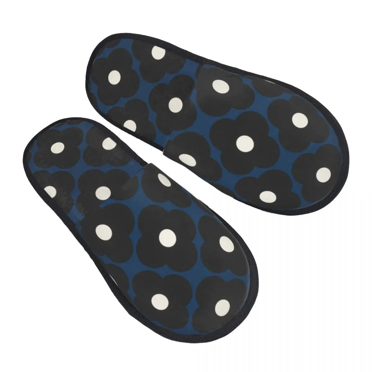 Custom Women Orla Kiely Prints Spot Flower Dark Marine House Slippers Soft Warm Memory Foam Fluffy Slipper Indoor Outdoor Shoes