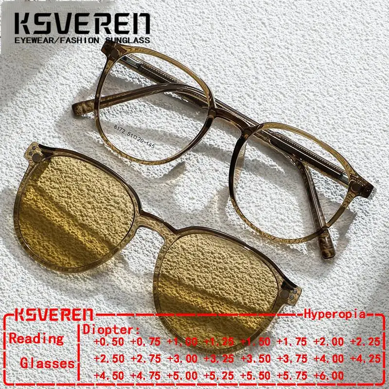 

Fashion Polarized Magnetic Glasses Men Women Vintage Round Reading Glasses Comfortable Prescription Eyewear Frame 0 +0.5 To +6.0