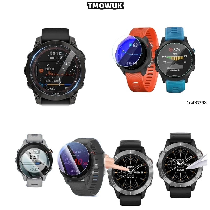 

For Garmin Fenix 6 6S 6X Pro Silver Tempered Glass Screen Protector Smart Watch HD Anti-Scratch 9H Hardness Watch Protector