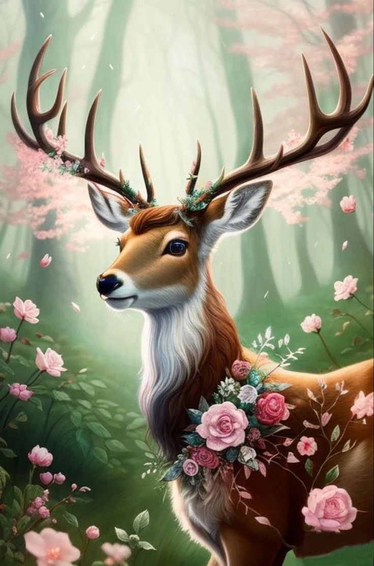 JMINE Div 5D Deer flower tree Forest Full Diamond Painting cross stitch kits art animal 3D paint by diamonds