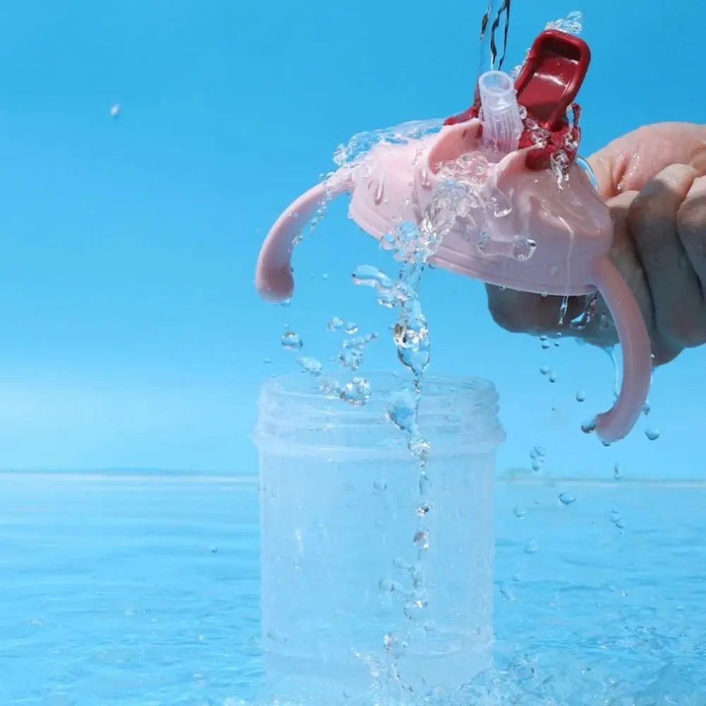 

Leak-proof Toddler Water Bottle Portable Dual Handle Learning Water Container Double Use Detachable Baby Straw Drinking Cup