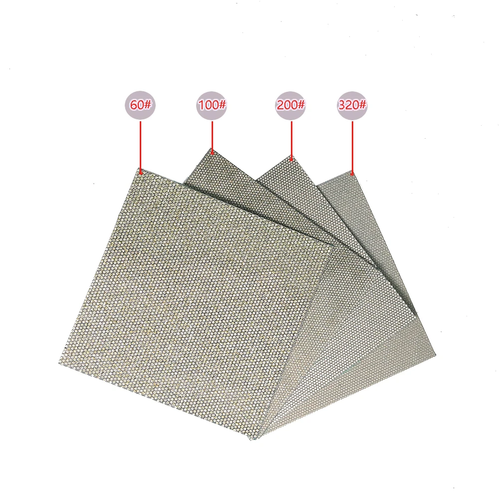 Hoja de pulido de diamante galvanizada de 4 "x 4", papel de lija de limpieza manual para Metal, madera, pulido, azulejo de cerámica, vendaje de bordes de vidrio, 1 ud.