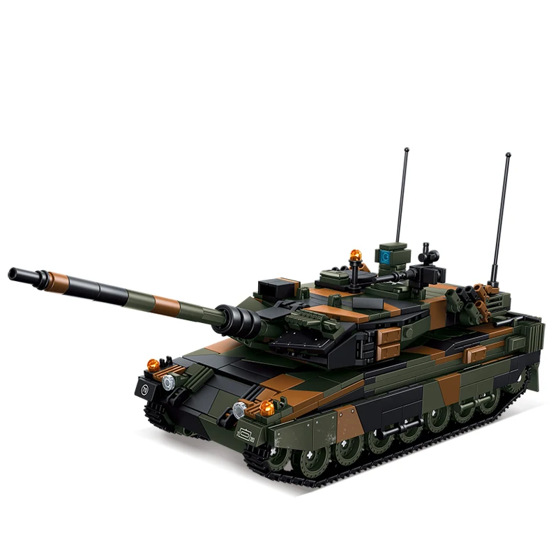 Soldados do exército militar guerra mundial 2 leopardo 2a6 tanque de batalha principal modelo montagem blocos de construção tijolos brinquedos para crianças presente