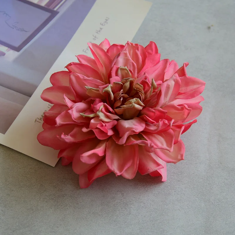 20 Stück Retro-Dahlienblüten mit gebranntem Rand, künstliche Seidenblumen, Geschenkbox-Deko, Blumenarrangement für Geburtstagsfeier, Hochzeit, Event – Detail 14
