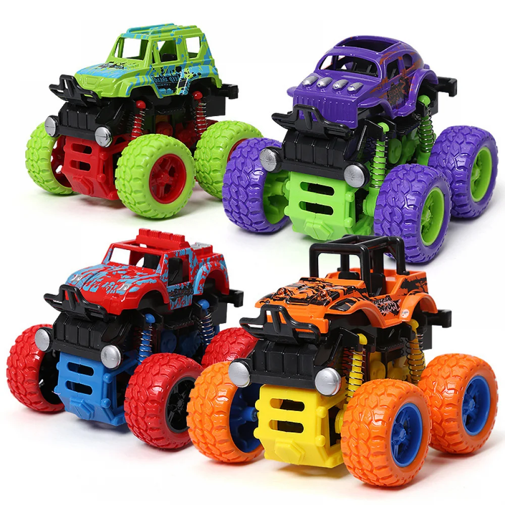 Inertia 4WD Monster Truck Toy Kids Stunt Off Road Vehicle Shockproof Inertial Climbing Car Model Toy for Boys Girls Gift