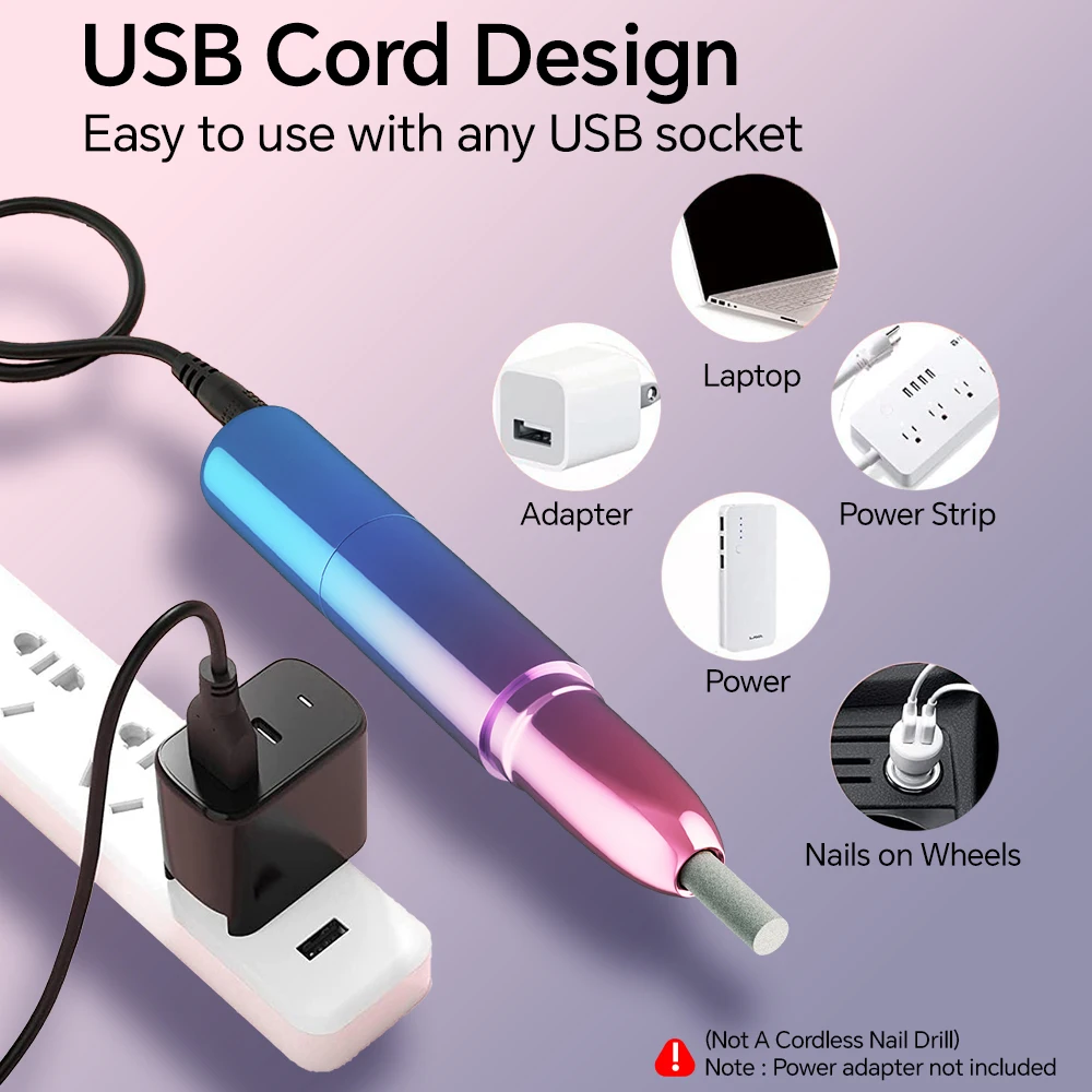 أدوات احترافية لباديكير أظافر Efile، مجموعة مثقاب مبرد أظافر كهربائية محمولة، لتلميع الأظافر وإزالة البشرة #4