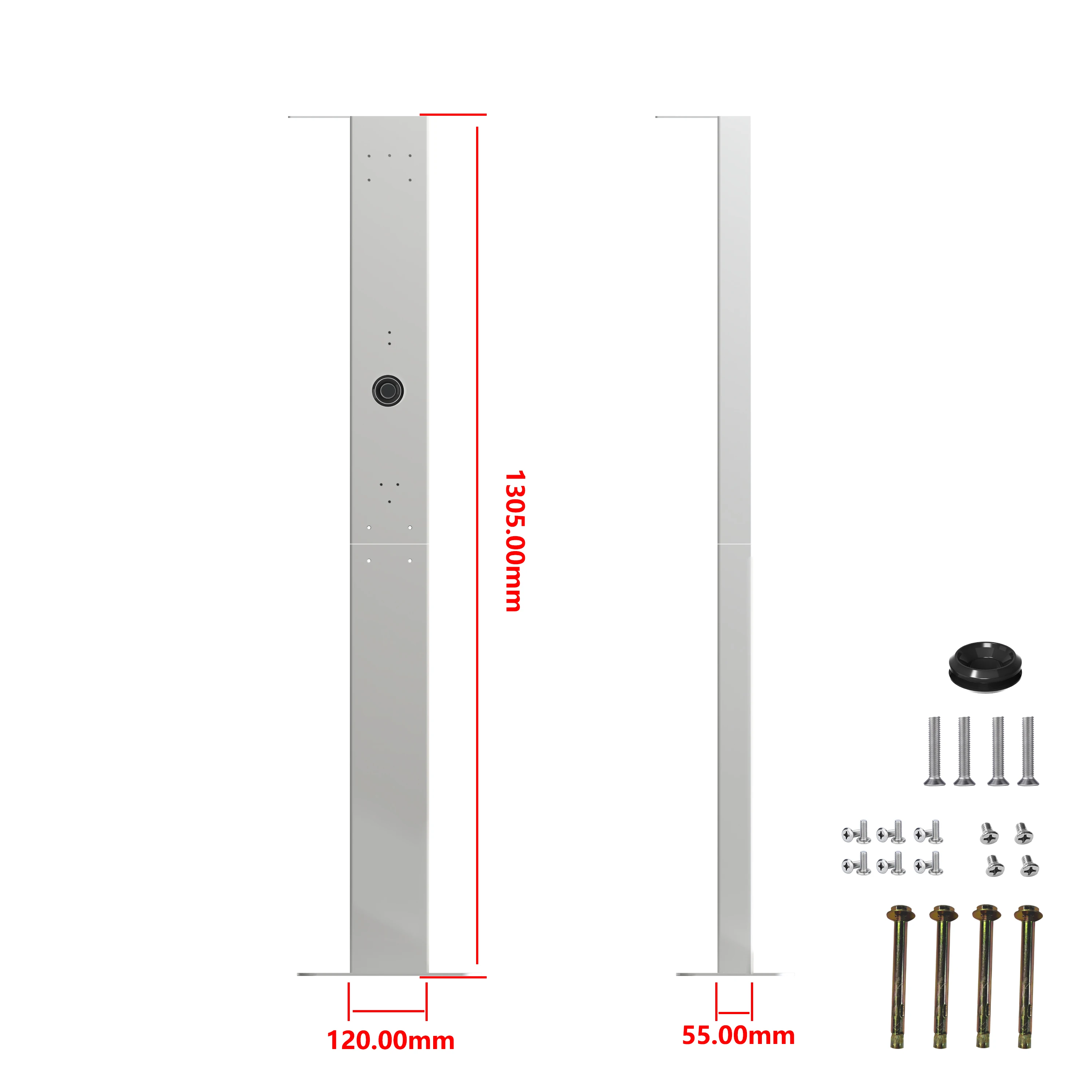 GWUYU Aluminiumlegierung EV-Ladeständer 1M 1,3M Weiß Schwarz Freistehender EV-Ladepfahl Rostfreie Wallbox-Halterung für Ladestationen für Elektrofahrzeuge – Detail 10
