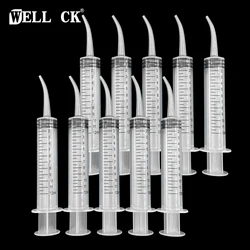 10 sztuk jednorazowej strzykawki do nawadniania stomatologicznego z wygięta końcówka 12ml do użytku dentystycznego materiału materiały stomatologiczne