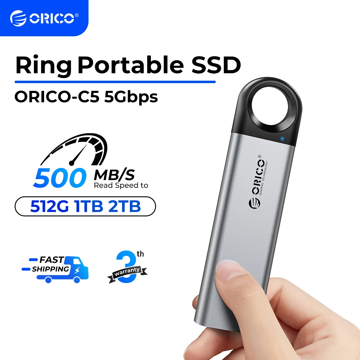 ORICO C10 Portable SSD 512GB 256GB USB3.2 Type-C PSSD 1000MB/S External Solid Storag Drive for Laptop Game Desktop Office Work