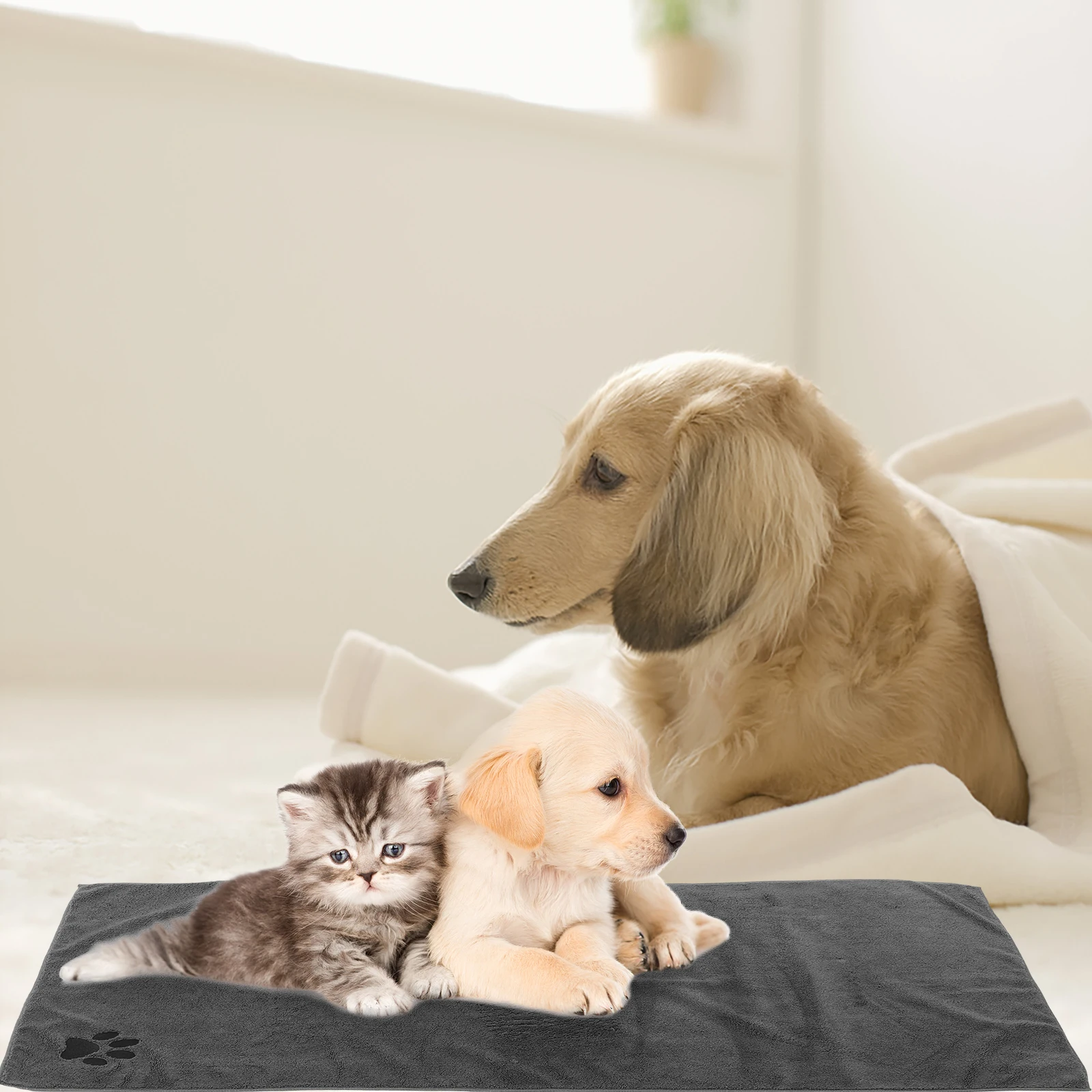

Dog Bath For Drying Dogs Super Absorbent Microfiber Pet Grooming Quick Dry Bath Puppy Supplies Large Soft Pet Towels Water