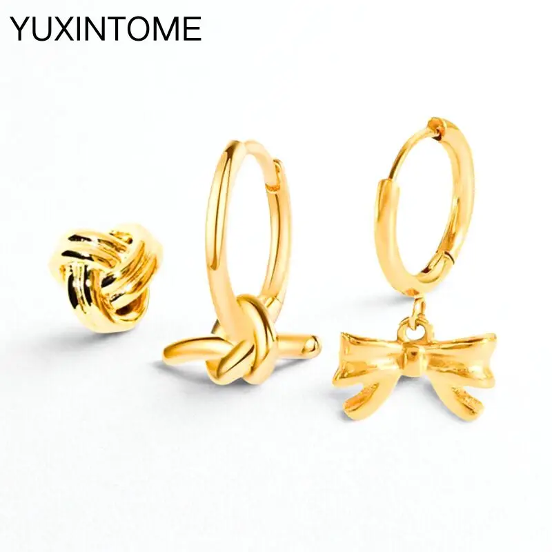 

Minimalist Bow Pendant Earrings 925 Sterling Silver Needle Ins Fashion Twist Pierced Stud Earrings for Women Luxury Jewelry